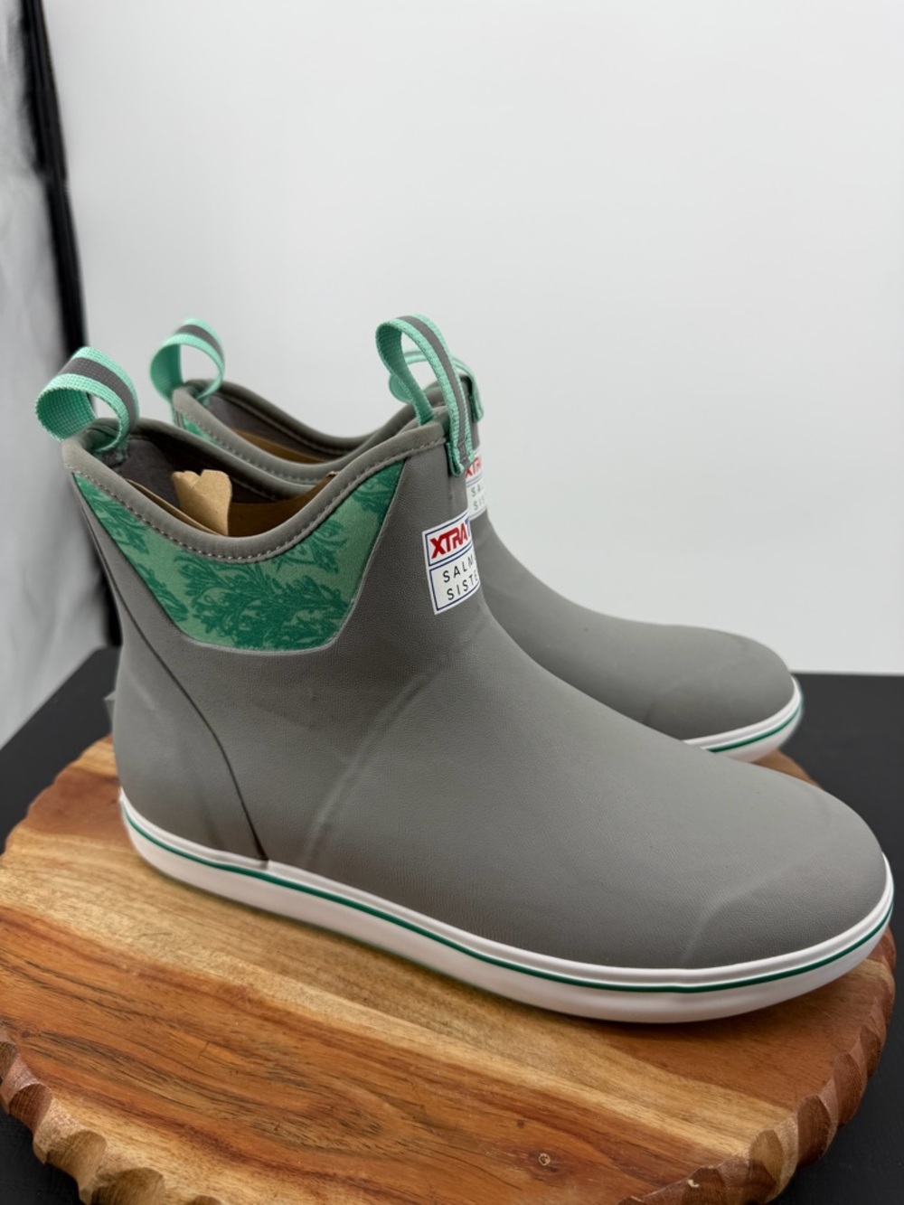 XTRATUF Ladies' Gray & Green Ankle Rain Boots